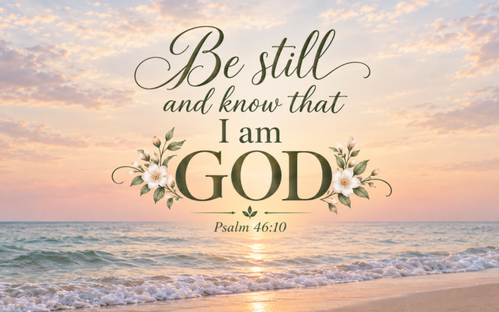 Be still and know that I am God Psalm 46:10 beach sunrise floral