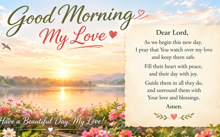 good morning prayer for my love with sunrise and flowers