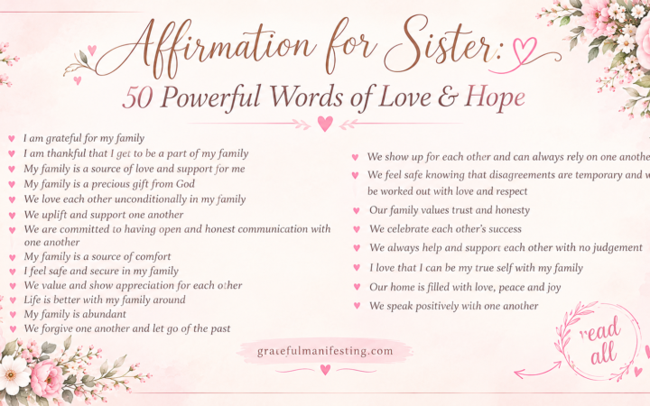 affirmation for sister with pink roses and powerful words of love