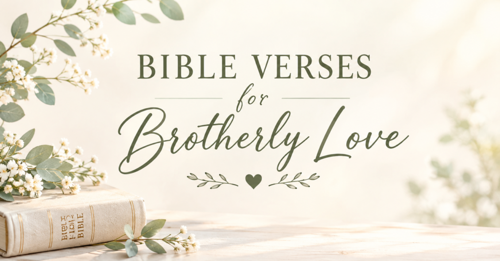 Bible verses for brotherly love with Holy Bible eucalyptus and white flowers