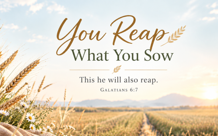 You reap what you sow Bible verse with Galatians 6:7 Scripture about choices, actions, and spiritual harvest