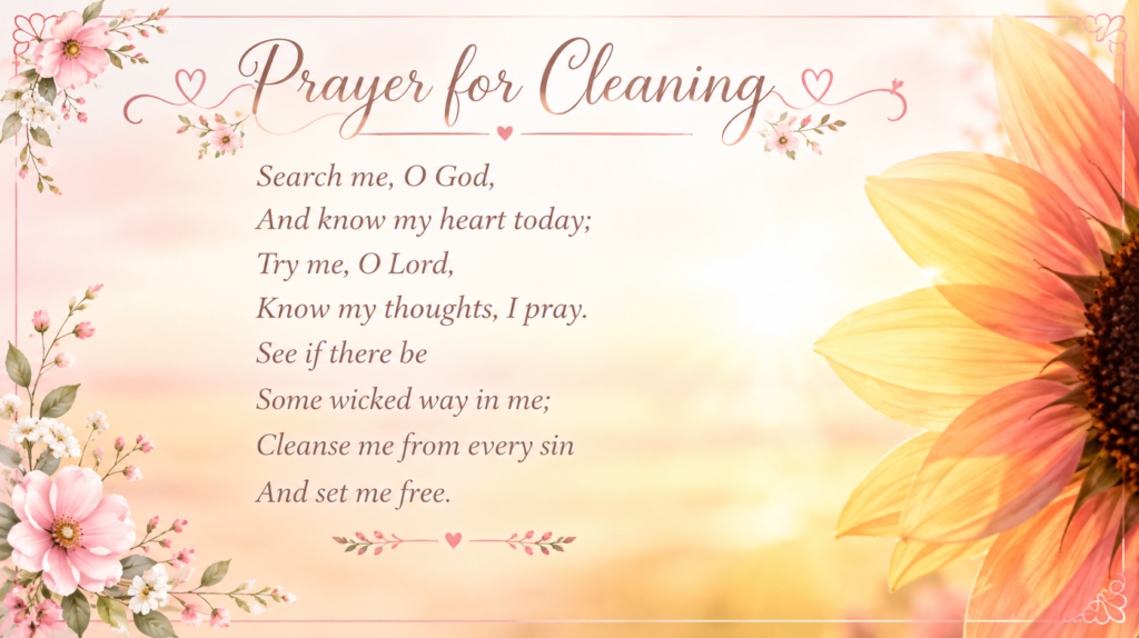 prayer for cleansing with sunflower and pink flowers background
