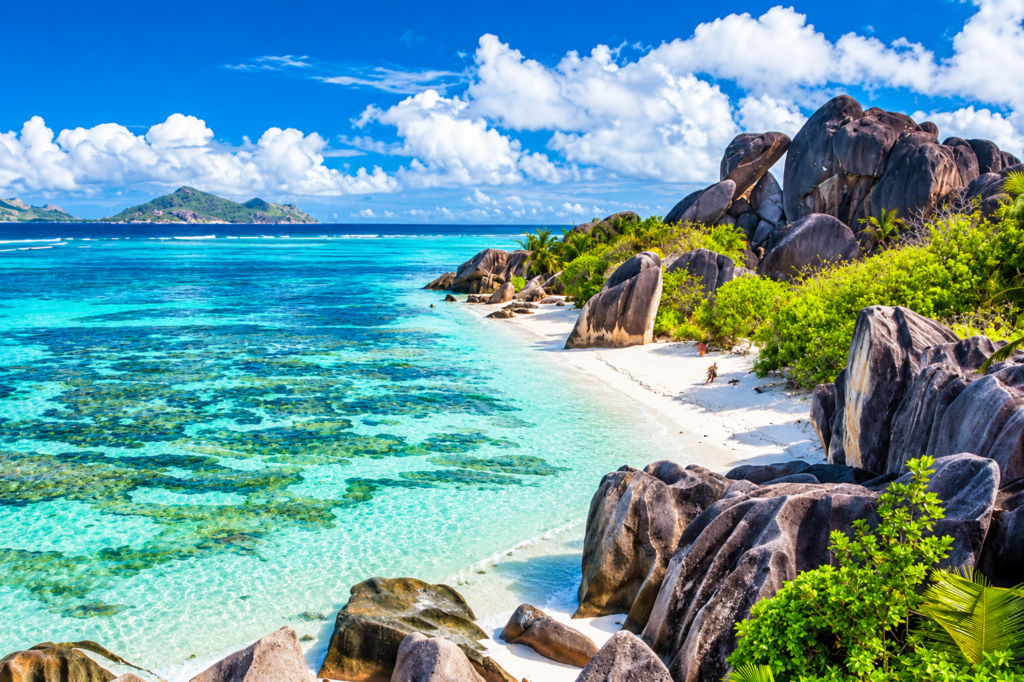 Travel Captions for Instagram featuring a beautiful tropical beach
