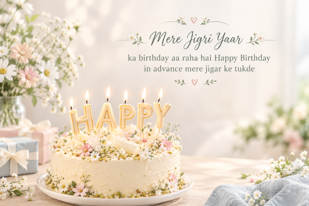 Jigri Yaar Birthday Wishes in English – Heartfelt Birthday Cake