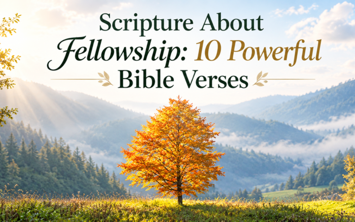 scripture about fellowship with autumn tree and mountain valley