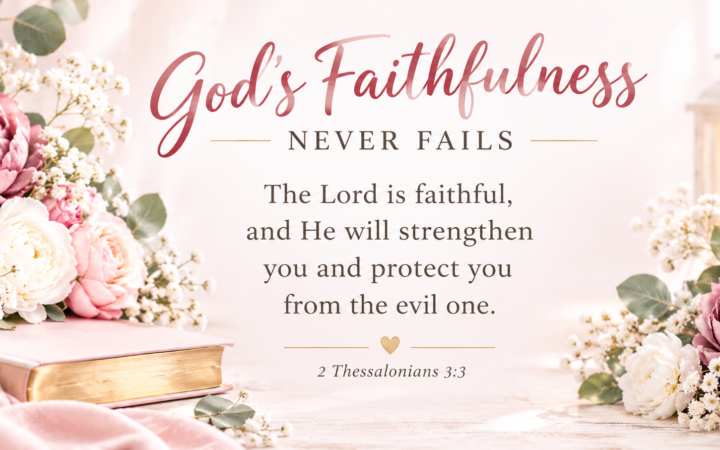 Scripture about faithfulness of God with 2 Thessalonians 3:3 Bible verse about His strength and protection