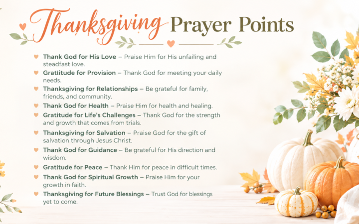 40 thanksgiving prayer points with pumpkins autumn flowers and gratitude list for love provision health salvation and peace