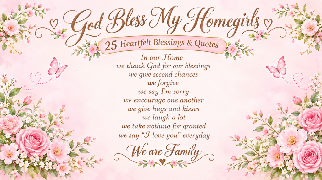 god bless my homegirls with pink roses and family blessing card