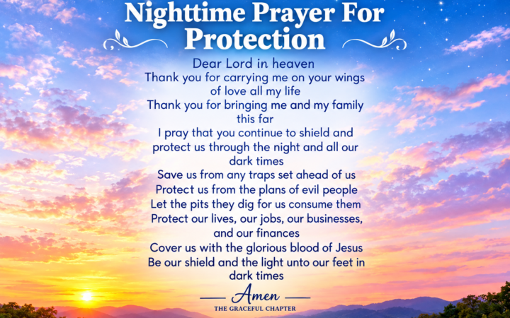 powerful night prayer for protection over sunset sky
