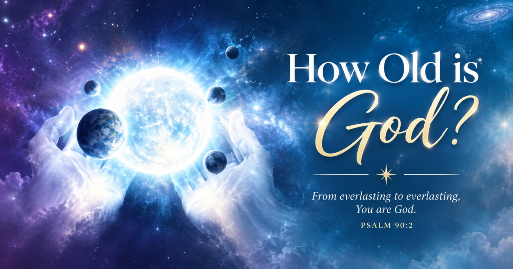 How old is God Bible message showing God’s eternal nature, creation, and Psalm 90:2 verse about everlasting God
