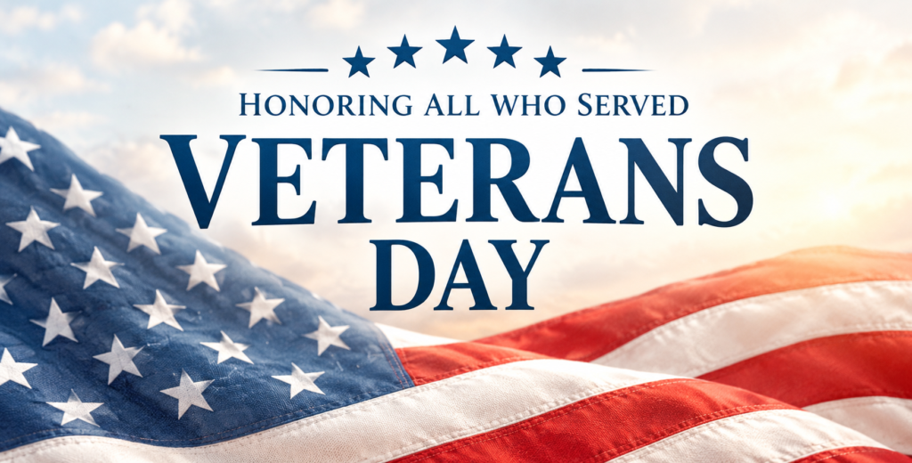 When is Veterans Day 2026 honoring all who served with American flag