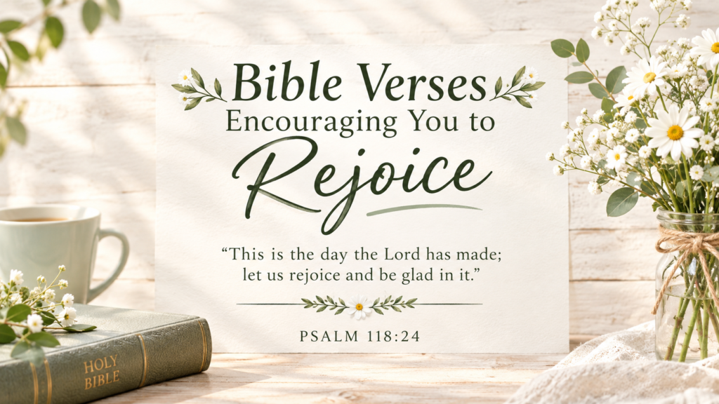 Bible verses encouraging you to rejoice with Psalm 118:24 and joyful Christian inspiration