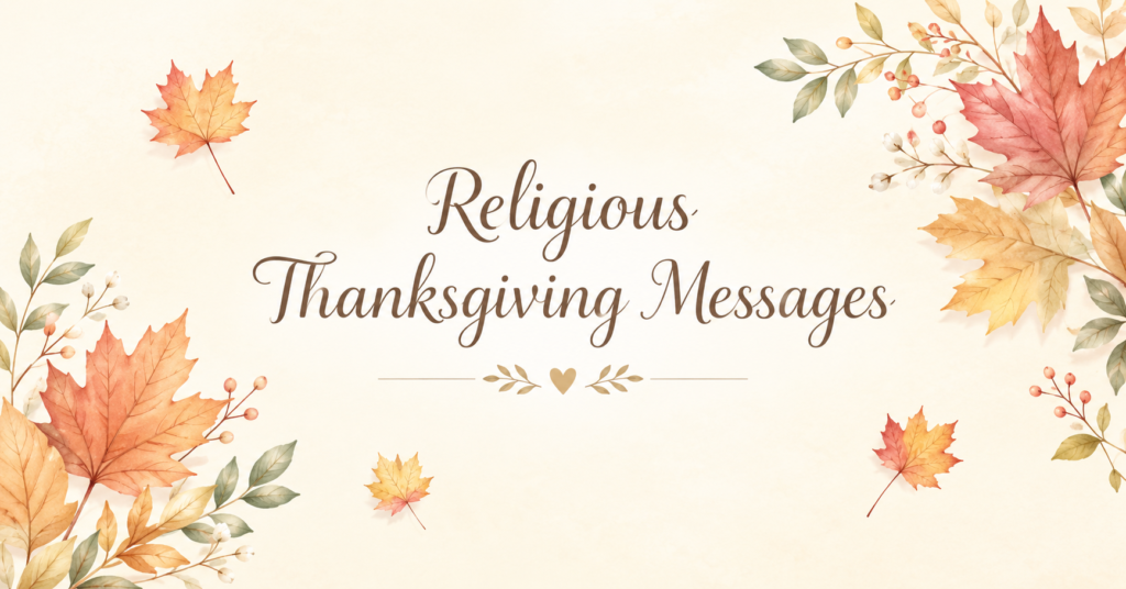 Religious Thanksgiving Messages with elegant autumn leaves and Christian Thanksgiving blessings