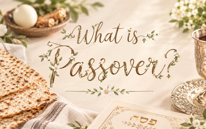 What is Passover with matzah, Seder cup, and traditional Jewish Passover symbols